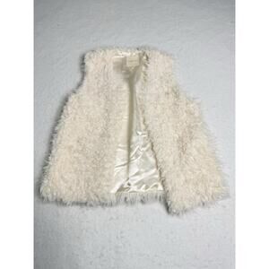 Copper Key Girls White Ivory Faux Fur Vest Lined Mid-Length Pre-Owned Size 14/16